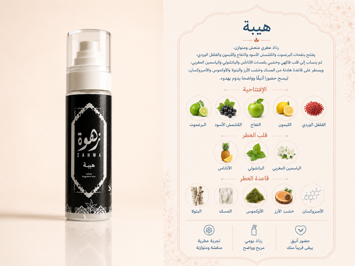 هيبة — ميست زهوة الحليبي للجسم والشعر · عائلة عطريّ فوجير